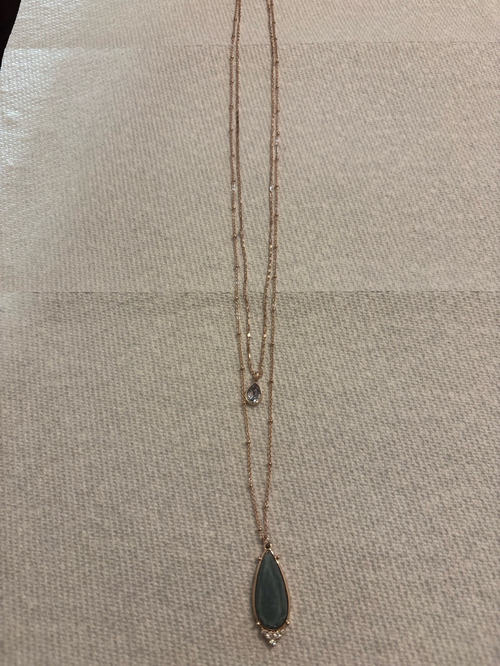 LC Lauren Conrad Green/Blue Teardrop Pendant Necklace with Crystal Accents